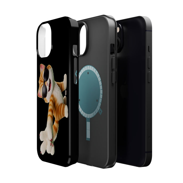 Noah’s Tales™ Tommy Magnetic Phone Case Funky Cat Phone Cover Stylish Mobile Protective Case Gift for Cat Lovers Trendy Phone Accessory