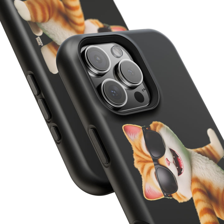 Noah’s Tales™ Tommy Magnetic Phone Case Funky Cat Phone Cover Stylish Mobile Protective Case Gift for Cat Lovers Trendy Phone Accessory