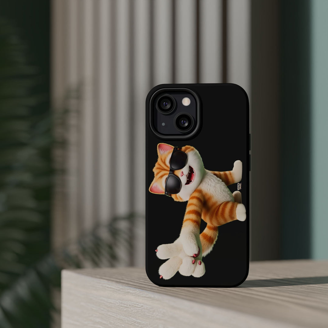Noah’s Tales™ Tommy Magnetic Phone Case Funky Cat Phone Cover Stylish Mobile Protective Case Gift for Cat Lovers Trendy Phone Accessory