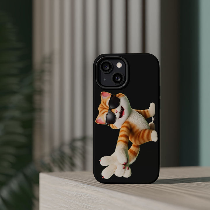 Noah’s Tales™ Tommy Magnetic Phone Case Funky Cat Phone Cover Stylish Mobile Protective Case Gift for Cat Lovers Trendy Phone Accessory