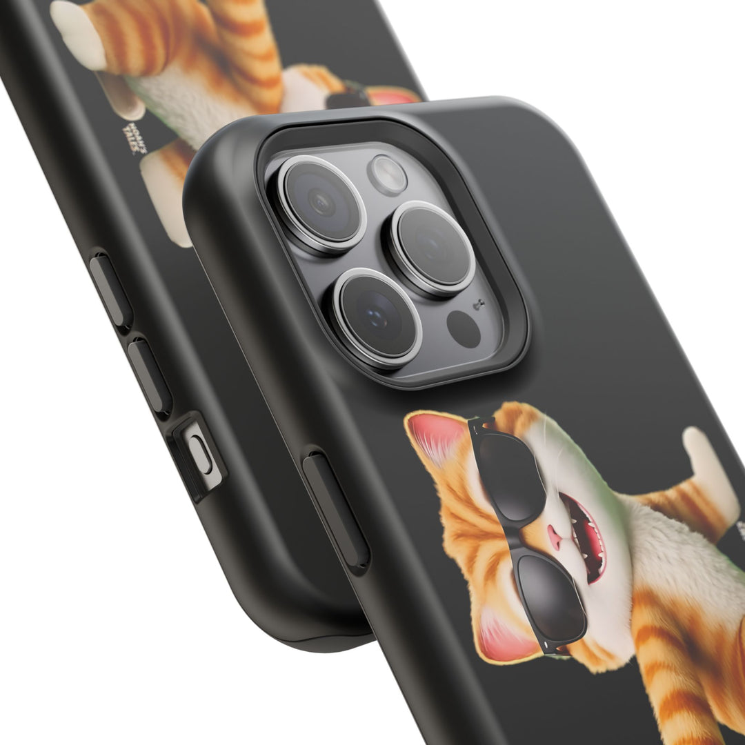 Noah’s Tales™ Tommy Magnetic Phone Case Funky Cat Phone Cover Stylish Mobile Protective Case Gift for Cat Lovers Trendy Phone Accessory