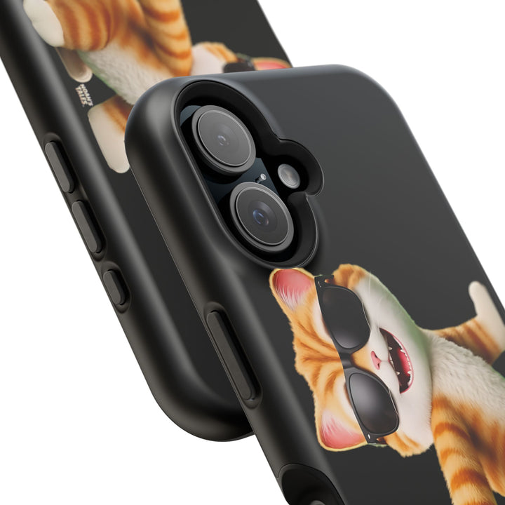 Noah’s Tales™ Tommy Magnetic Phone Case Funky Cat Phone Cover Stylish Mobile Protective Case Gift for Cat Lovers Trendy Phone Accessory