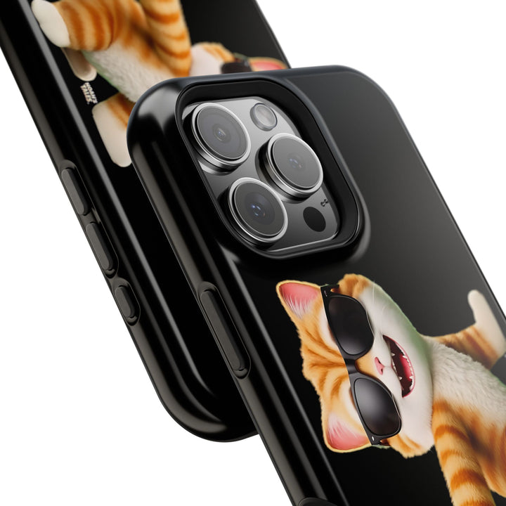 Noah’s Tales™ Tommy Magnetic Phone Case Funky Cat Phone Cover Stylish Mobile Protective Case Gift for Cat Lovers Trendy Phone Accessory