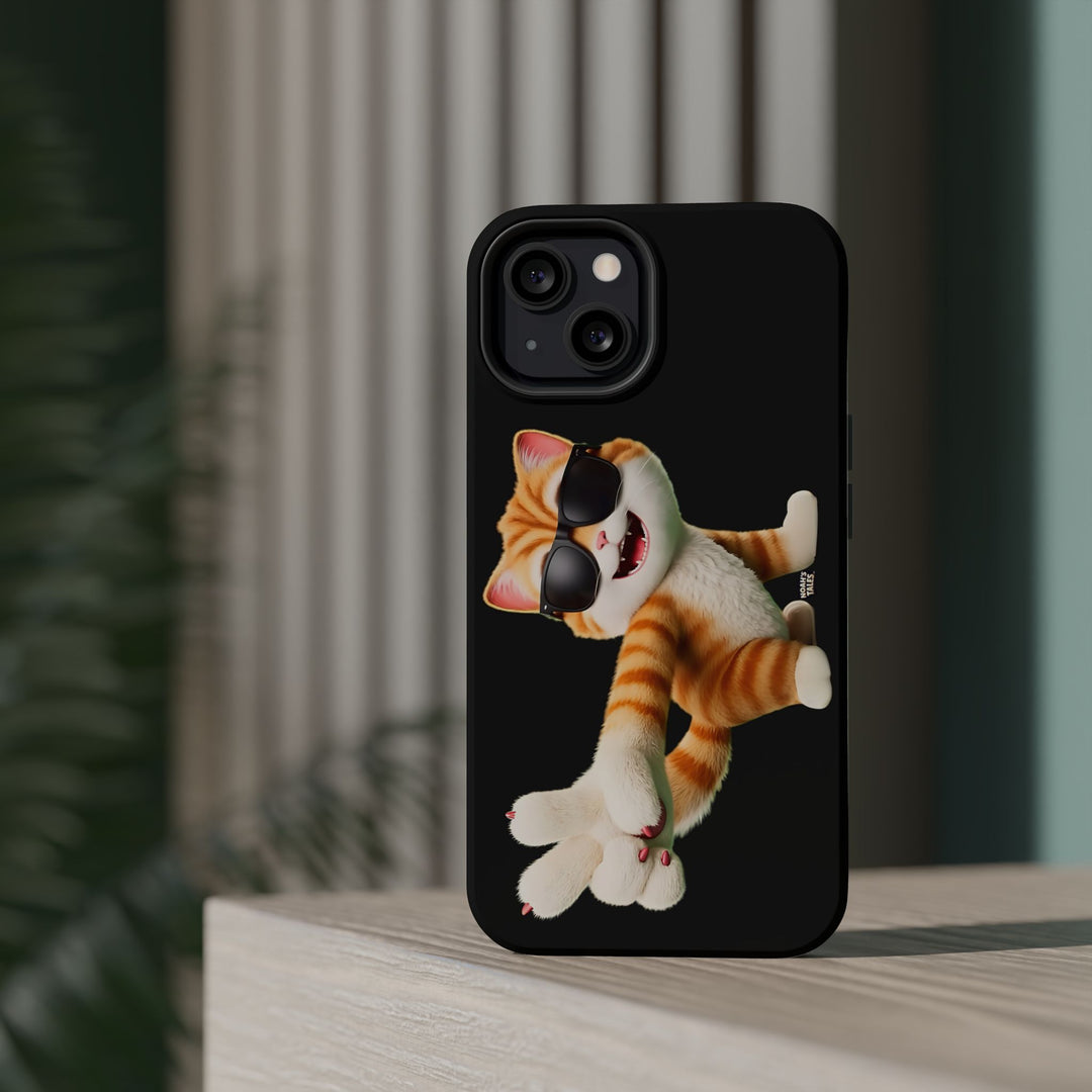Noah’s Tales™ Tommy Magnetic Phone Case Funky Cat Phone Cover Stylish Mobile Protective Case Gift for Cat Lovers Trendy Phone Accessory
