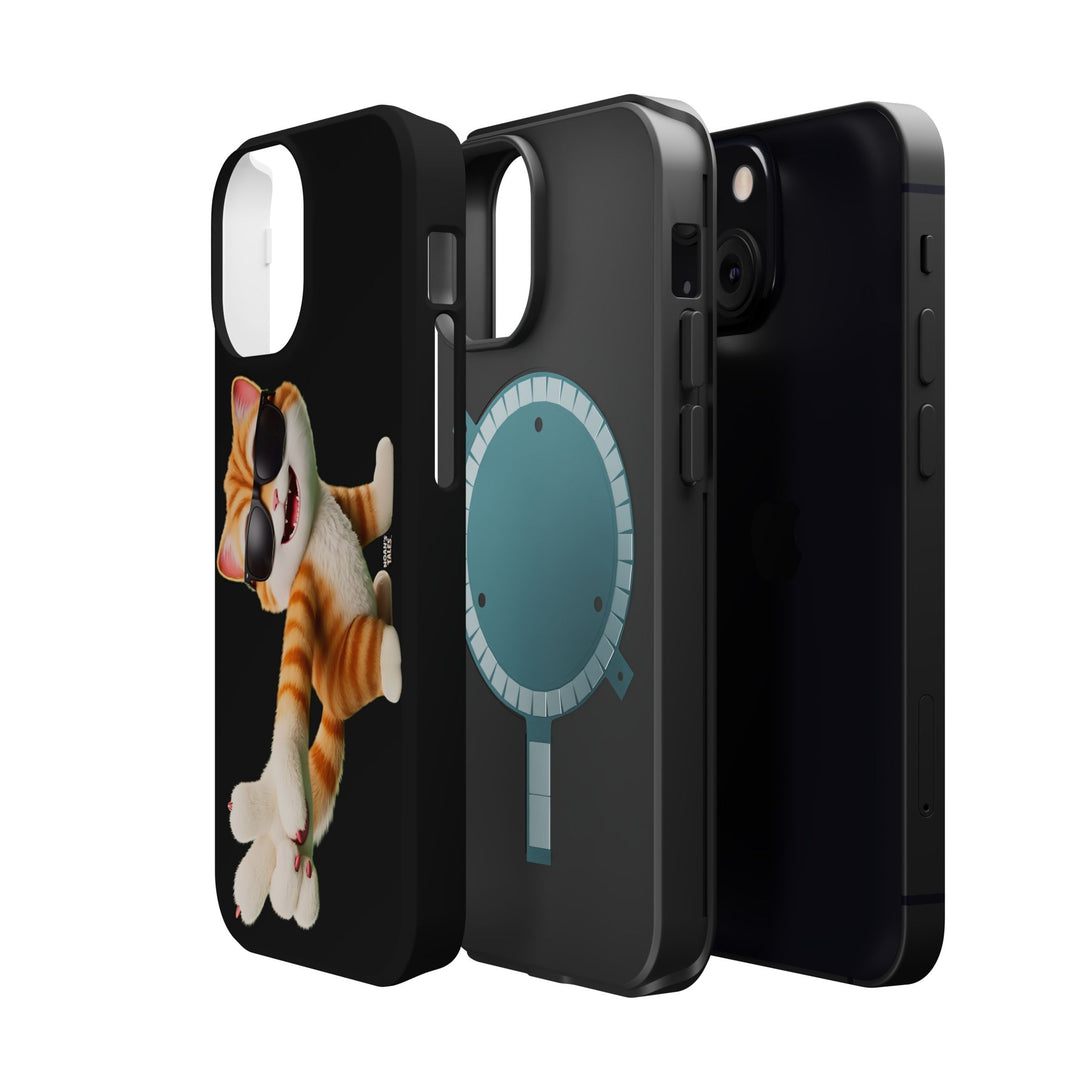 Noah’s Tales™ Tommy Magnetic Phone Case Funky Cat Phone Cover Stylish Mobile Protective Case Gift for Cat Lovers Trendy Phone Accessory