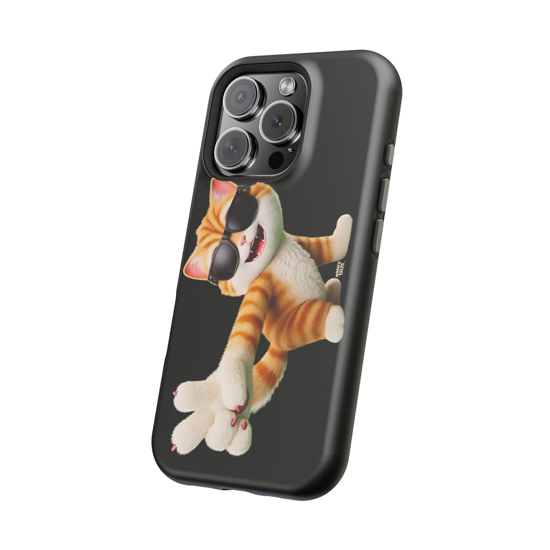 Noah’s Tales™ Tommy Magnetic Phone Case Funky Cat Phone Cover Stylish Mobile Protective Case Gift for Cat Lovers Trendy Phone Accessory