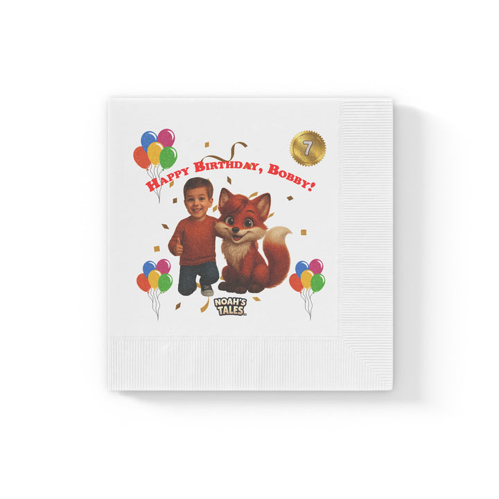Noah’s Tales™ Personalized Birthday Napkins, Customized Party Napkins for Kids