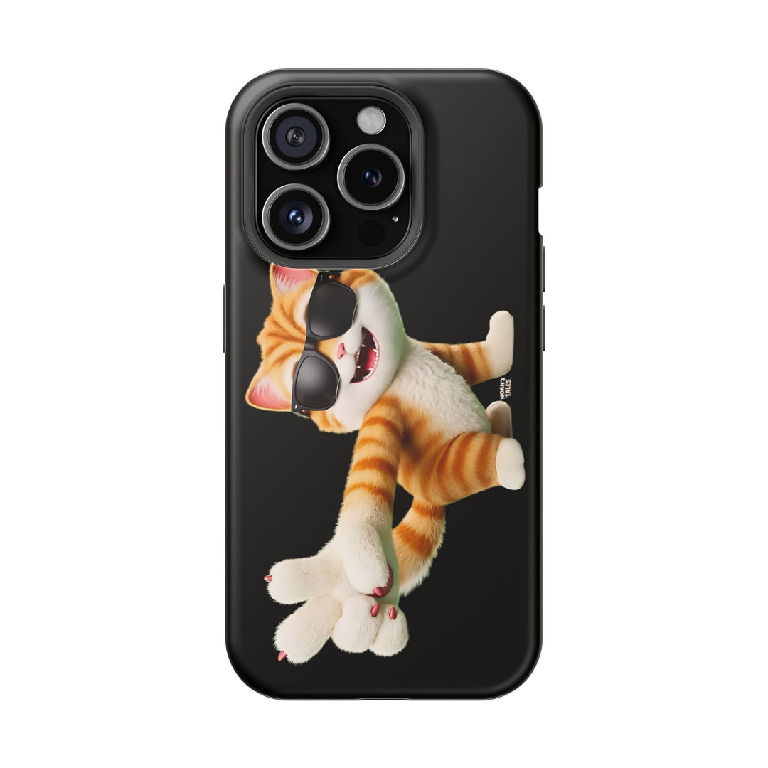 Noah’s Tales™ Tommy Magnetic Phone Case Funky Cat Phone Cover Stylish Mobile Protective Case Gift for Cat Lovers Trendy Phone Accessory
