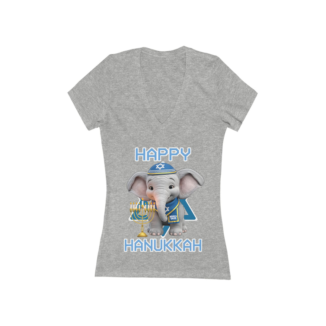 Noah’s Tales™ Happy Hanukkah Noah Women's V-Neck Bella T-Shirt