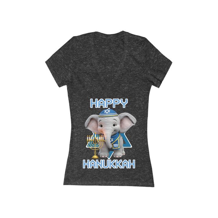 Noah’s Tales™ Happy Hanukkah Noah Women's V-Neck Bella T-Shirt