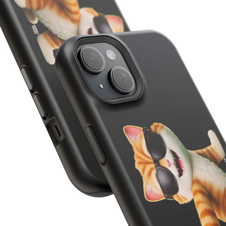 Noah’s Tales™ Tommy Magnetic Phone Case Funky Cat Phone Cover Stylish Mobile Protective Case Gift for Cat Lovers Trendy Phone Accessory