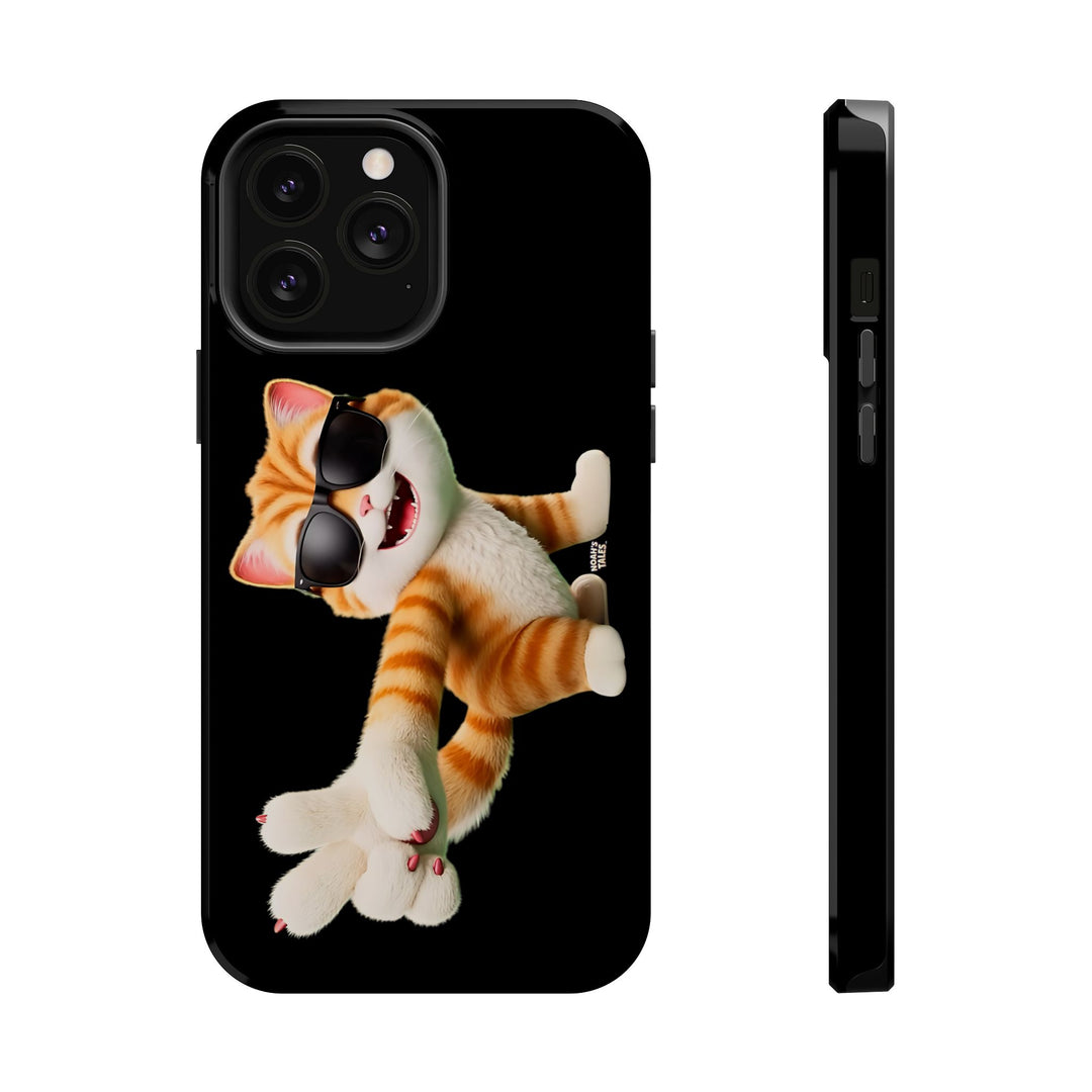 Noah’s Tales™ Tommy Magnetic Phone Case Funky Cat Phone Cover Stylish Mobile Protective Case Gift for Cat Lovers Trendy Phone Accessory