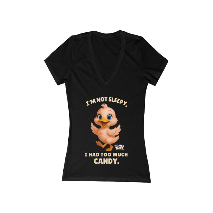 Noah’s Tales™ I'm Not Sleepy I Had Too Much Candy Women's V-Neck Bella T-Shirt