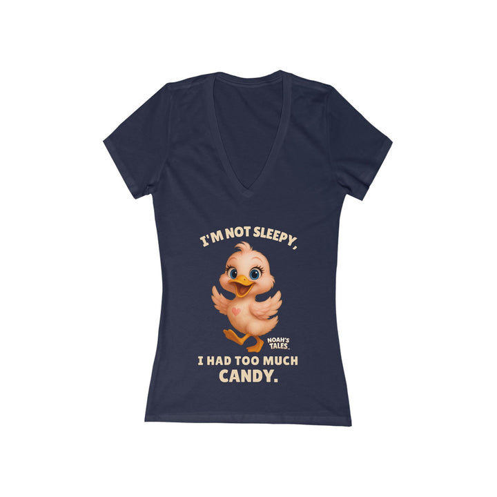 Noah’s Tales™ I'm Not Sleepy I Had Too Much Candy Women's V-Neck Bella T-Shirt