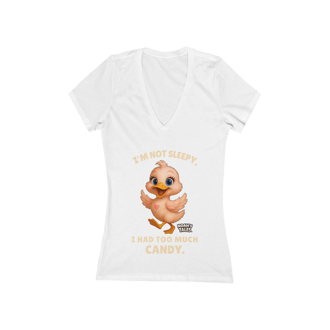 Noah’s Tales™ I'm Not Sleepy I Had Too Much Candy Women's V-Neck Bella T-Shirt