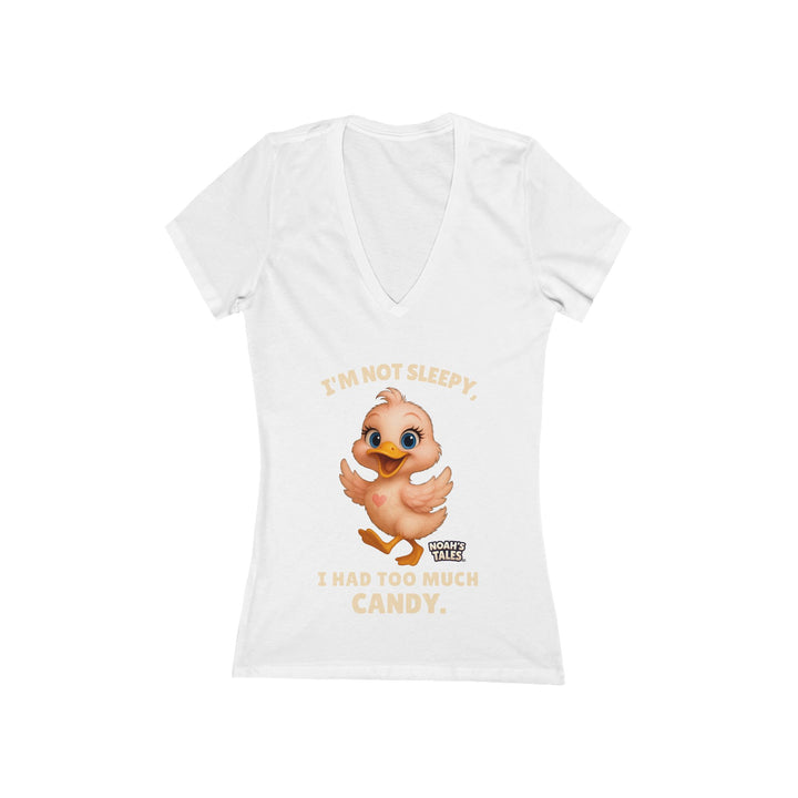 Noah’s Tales™ I'm Not Sleepy I Had Too Much Candy Women's V-Neck Bella T-Shirt
