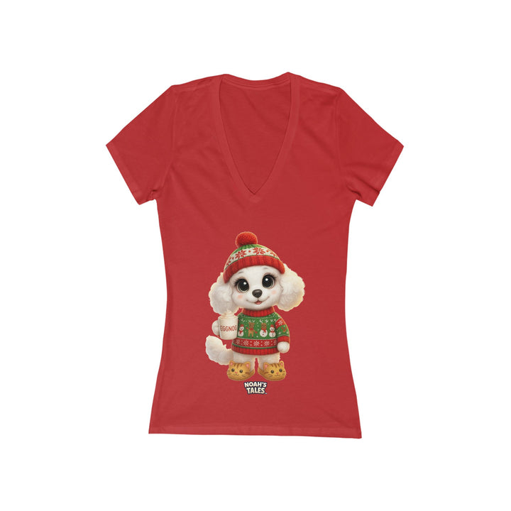 Noah’s Tales™ Christmas Coco Women's V-Neck Bella T-Shirt