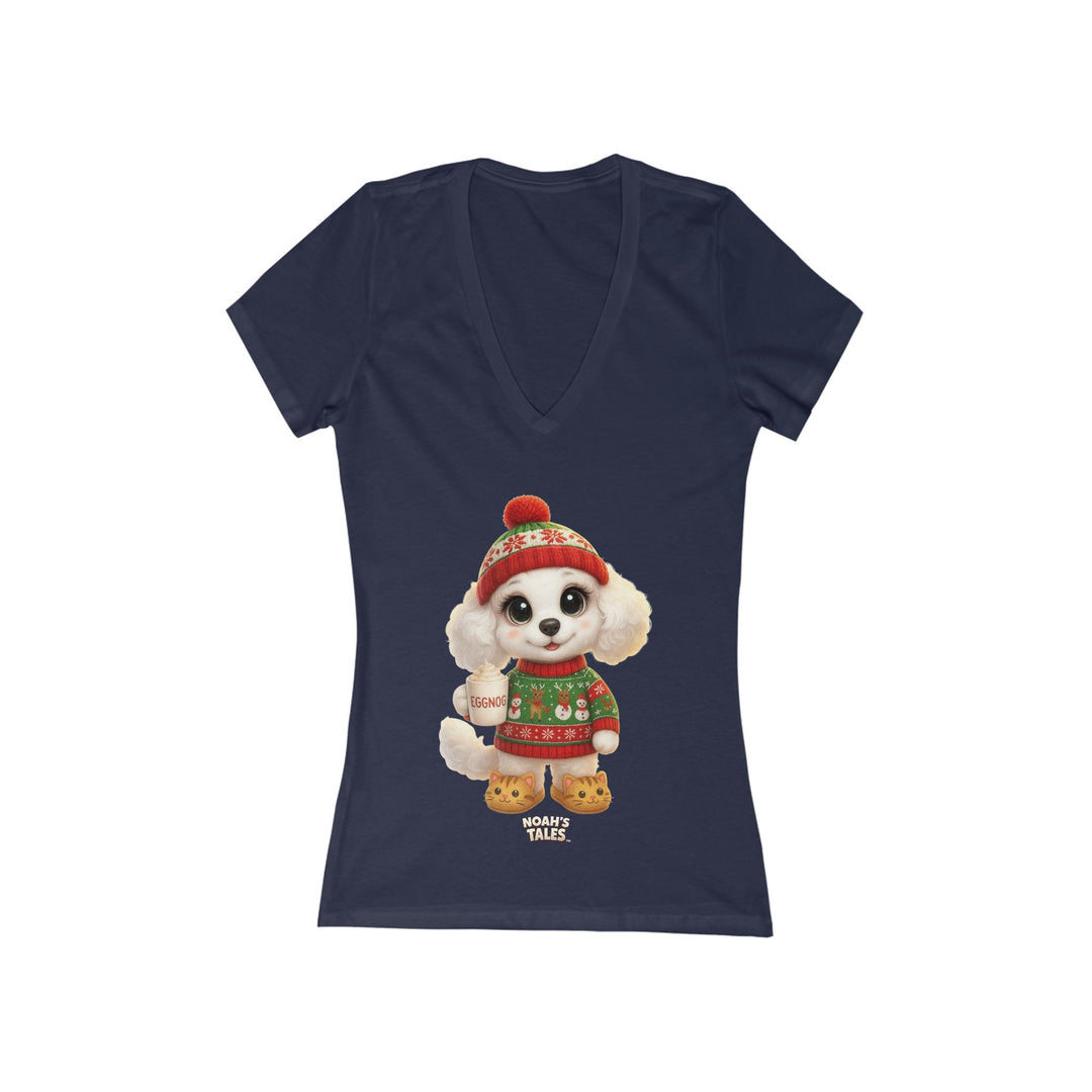 Noah’s Tales™ Christmas Coco Women's V-Neck Bella T-Shirt