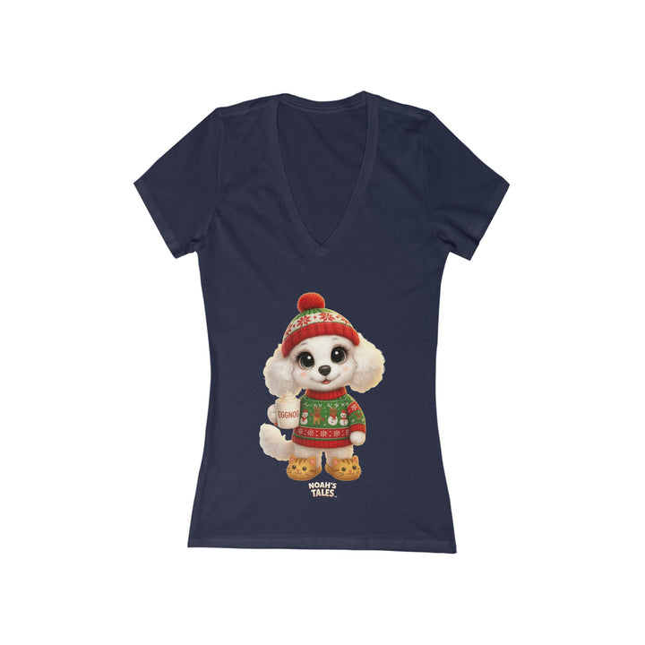 Noah’s Tales™ Christmas Coco Women's V-Neck Bella T-Shirt