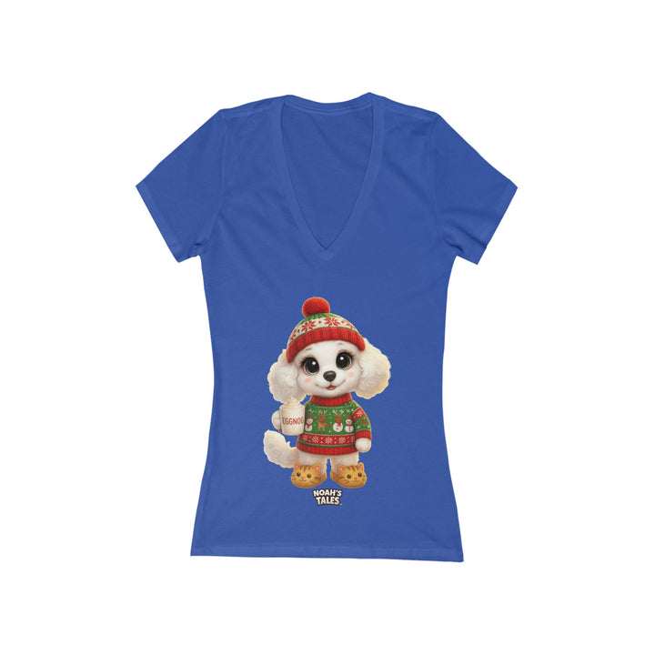 Noah’s Tales™ Christmas Coco Women's V-Neck Bella T-Shirt