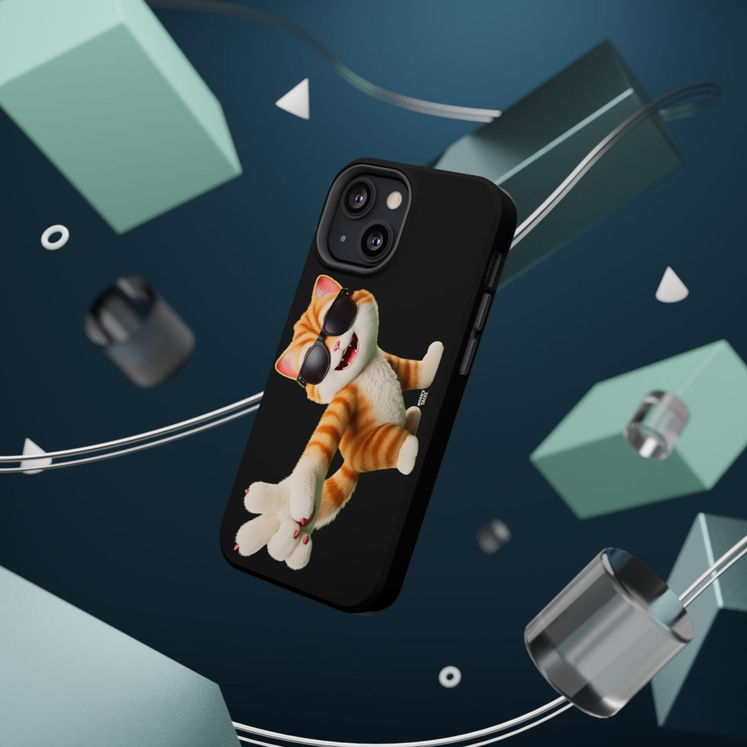 Noah’s Tales™ Tommy Magnetic Phone Case Funky Cat Phone Cover Stylish Mobile Protective Case Gift for Cat Lovers Trendy Phone Accessory