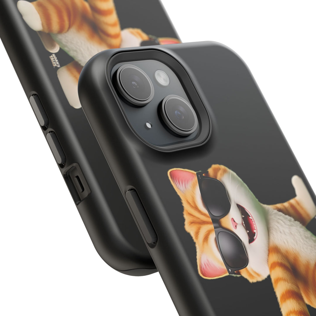 Noah’s Tales™ Tommy Magnetic Phone Case Funky Cat Phone Cover Stylish Mobile Protective Case Gift for Cat Lovers Trendy Phone Accessory