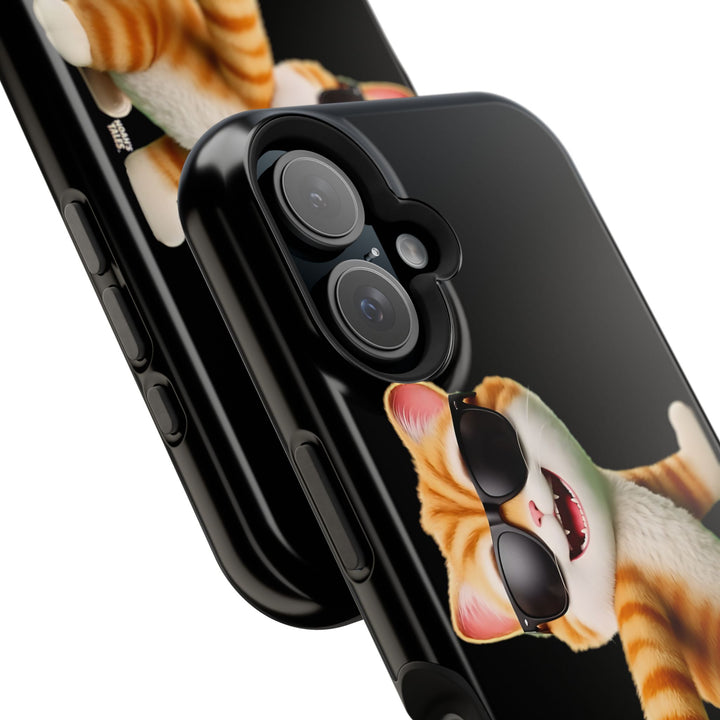 Noah’s Tales™ Tommy Magnetic Phone Case Funky Cat Phone Cover Stylish Mobile Protective Case Gift for Cat Lovers Trendy Phone Accessory