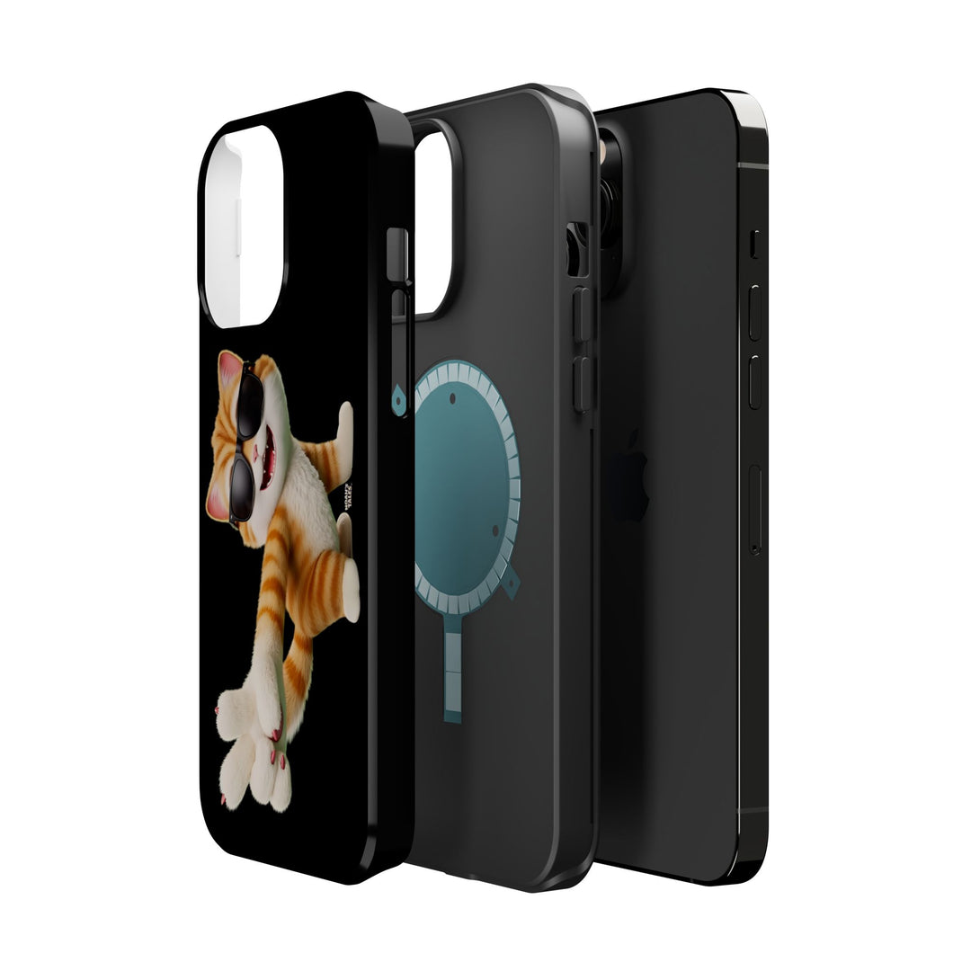 Noah’s Tales™ Tommy Magnetic Phone Case Funky Cat Phone Cover Stylish Mobile Protective Case Gift for Cat Lovers Trendy Phone Accessory