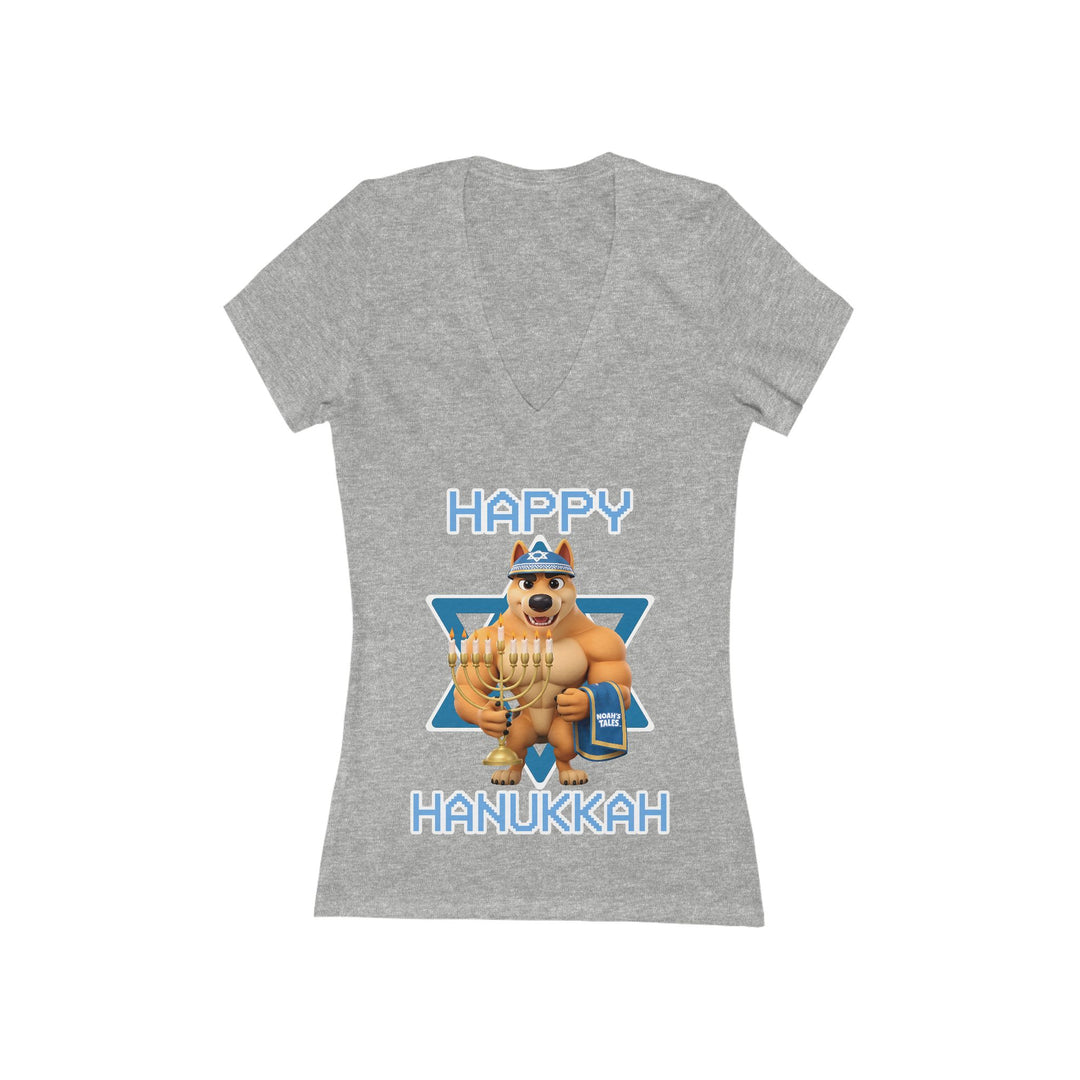 Noah’s Tales™ Happy Hanukkah Ranger Women's V-Neck Bella T-Shirt