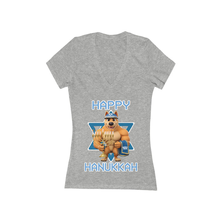 Noah’s Tales™ Happy Hanukkah Ranger Women's V-Neck Bella T-Shirt