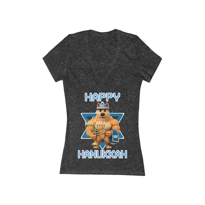 Noah’s Tales™ Happy Hanukkah Ranger Women's V-Neck Bella T-Shirt