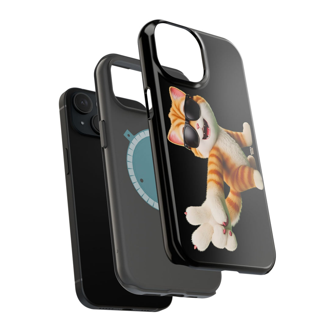 Noah’s Tales™ Tommy Magnetic Phone Case Funky Cat Phone Cover Stylish Mobile Protective Case Gift for Cat Lovers Trendy Phone Accessory
