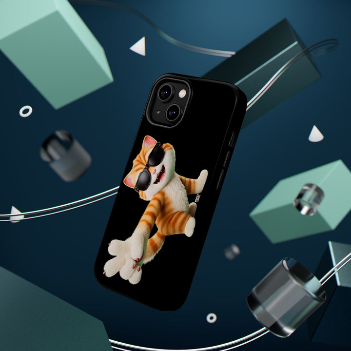 Noah’s Tales™ Tommy Magnetic Phone Case Funky Cat Phone Cover Stylish Mobile Protective Case Gift for Cat Lovers Trendy Phone Accessory