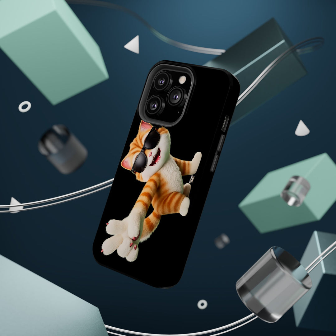 Noah’s Tales™ Tommy Magnetic Phone Case Funky Cat Phone Cover Stylish Mobile Protective Case Gift for Cat Lovers Trendy Phone Accessory