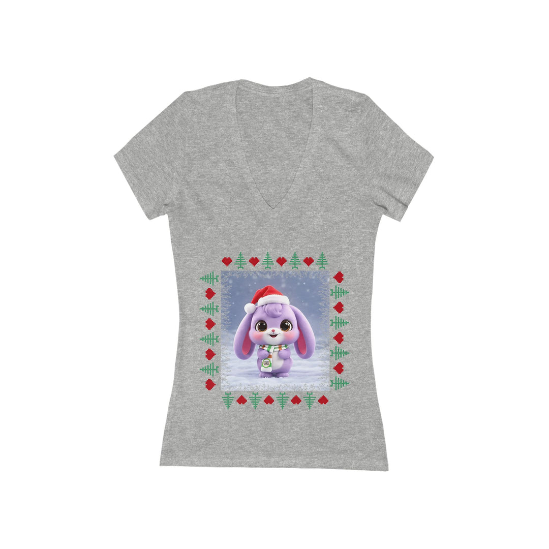 Noah’s Tales™ Lilac Christmas Women's V-Neck Bella T-Shirt