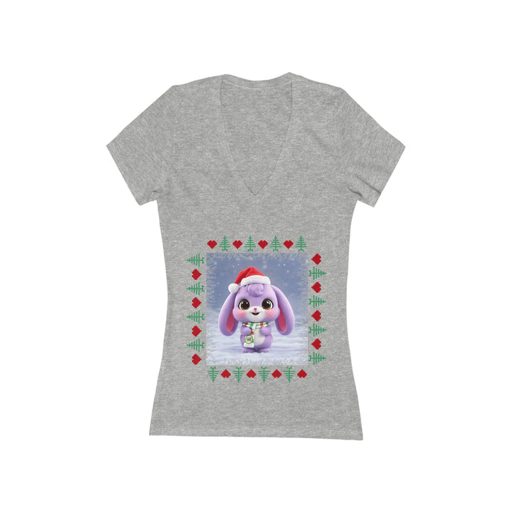 Noah’s Tales™ Lilac Christmas Women's V-Neck Bella T-Shirt