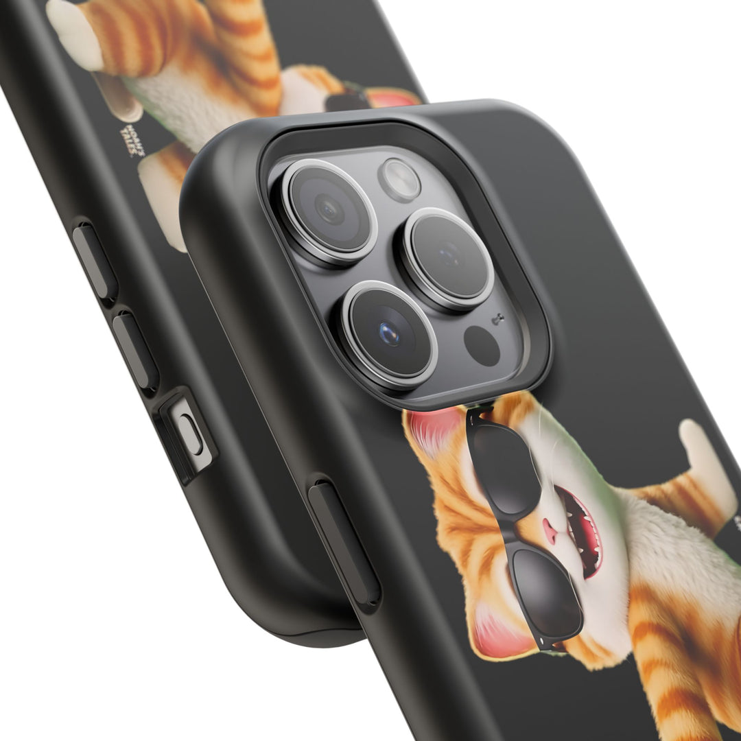 Noah’s Tales™ Tommy Magnetic Phone Case Funky Cat Phone Cover Stylish Mobile Protective Case Gift for Cat Lovers Trendy Phone Accessory