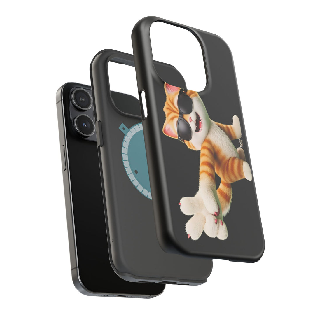 Noah’s Tales™ Tommy Magnetic Phone Case Funky Cat Phone Cover Stylish Mobile Protective Case Gift for Cat Lovers Trendy Phone Accessory