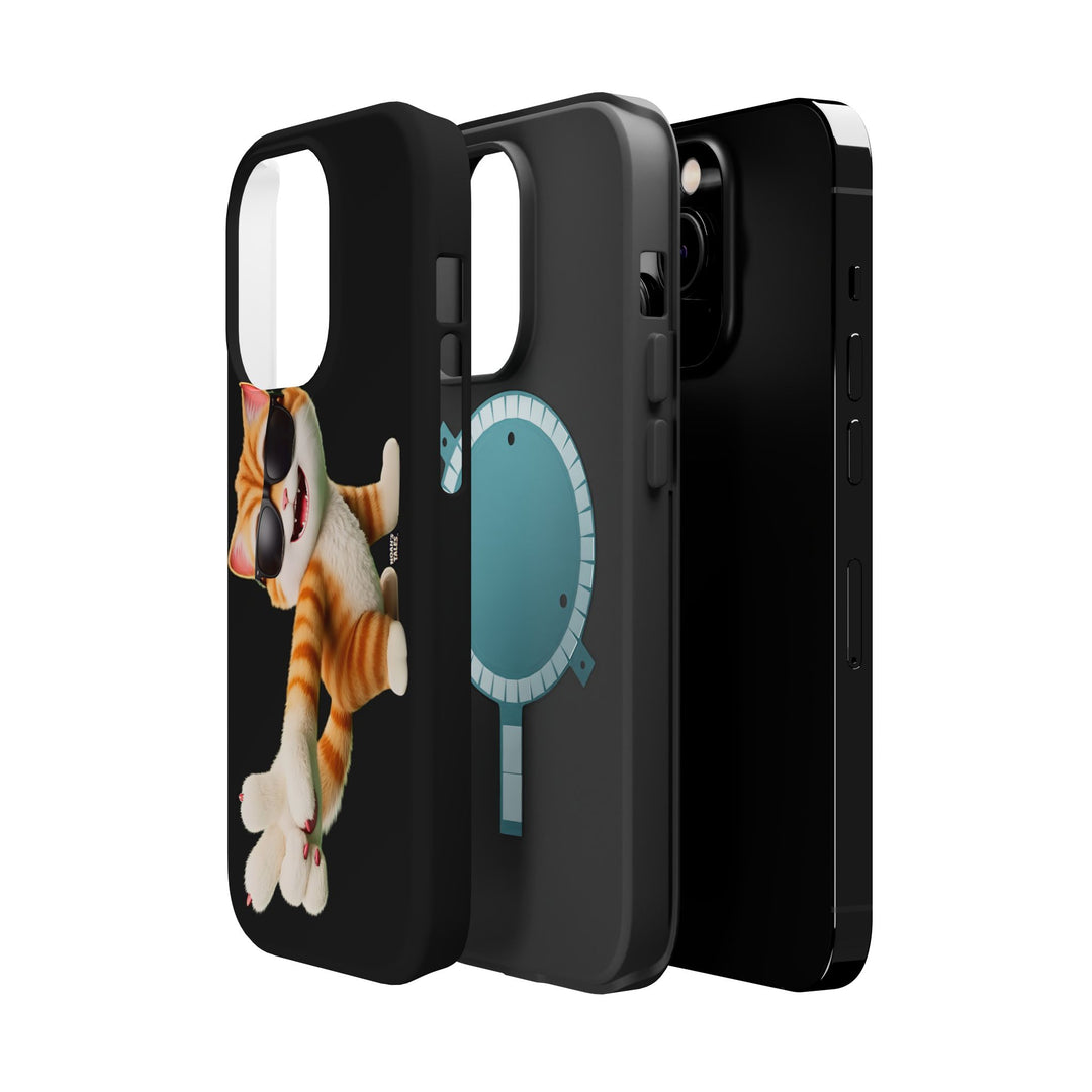 Noah’s Tales™ Tommy Magnetic Phone Case Funky Cat Phone Cover Stylish Mobile Protective Case Gift for Cat Lovers Trendy Phone Accessory
