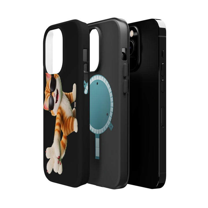 Noah’s Tales™ Tommy Magnetic Phone Case Funky Cat Phone Cover Stylish Mobile Protective Case Gift for Cat Lovers Trendy Phone Accessory