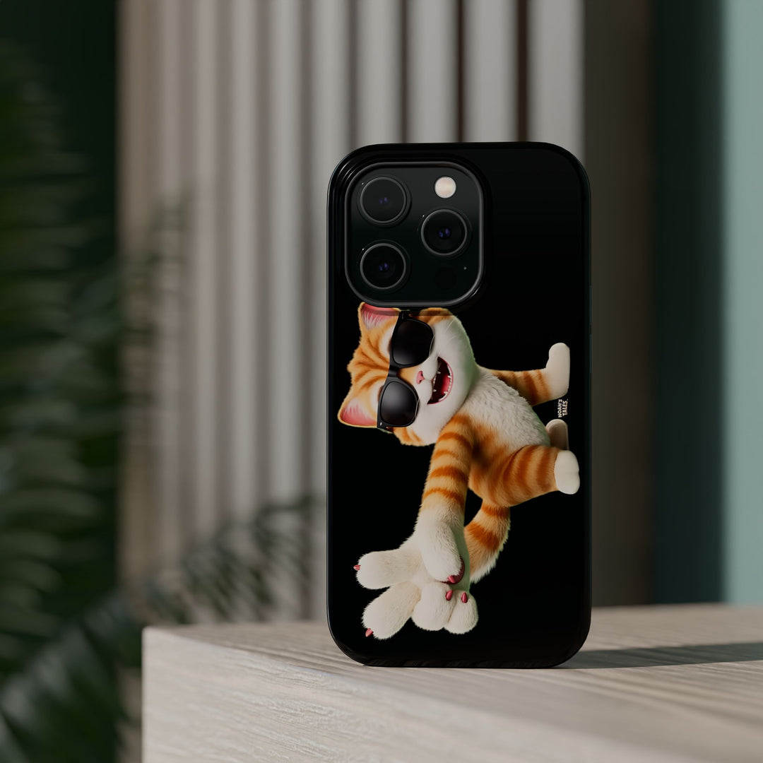 Noah’s Tales™ Tommy Magnetic Phone Case Funky Cat Phone Cover Stylish Mobile Protective Case Gift for Cat Lovers Trendy Phone Accessory