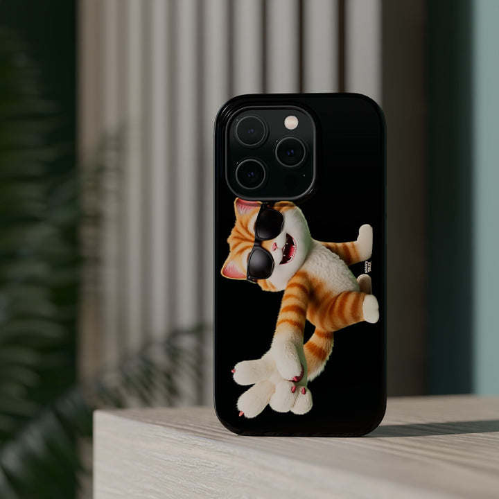 Noah’s Tales™ Tommy Magnetic Phone Case Funky Cat Phone Cover Stylish Mobile Protective Case Gift for Cat Lovers Trendy Phone Accessory