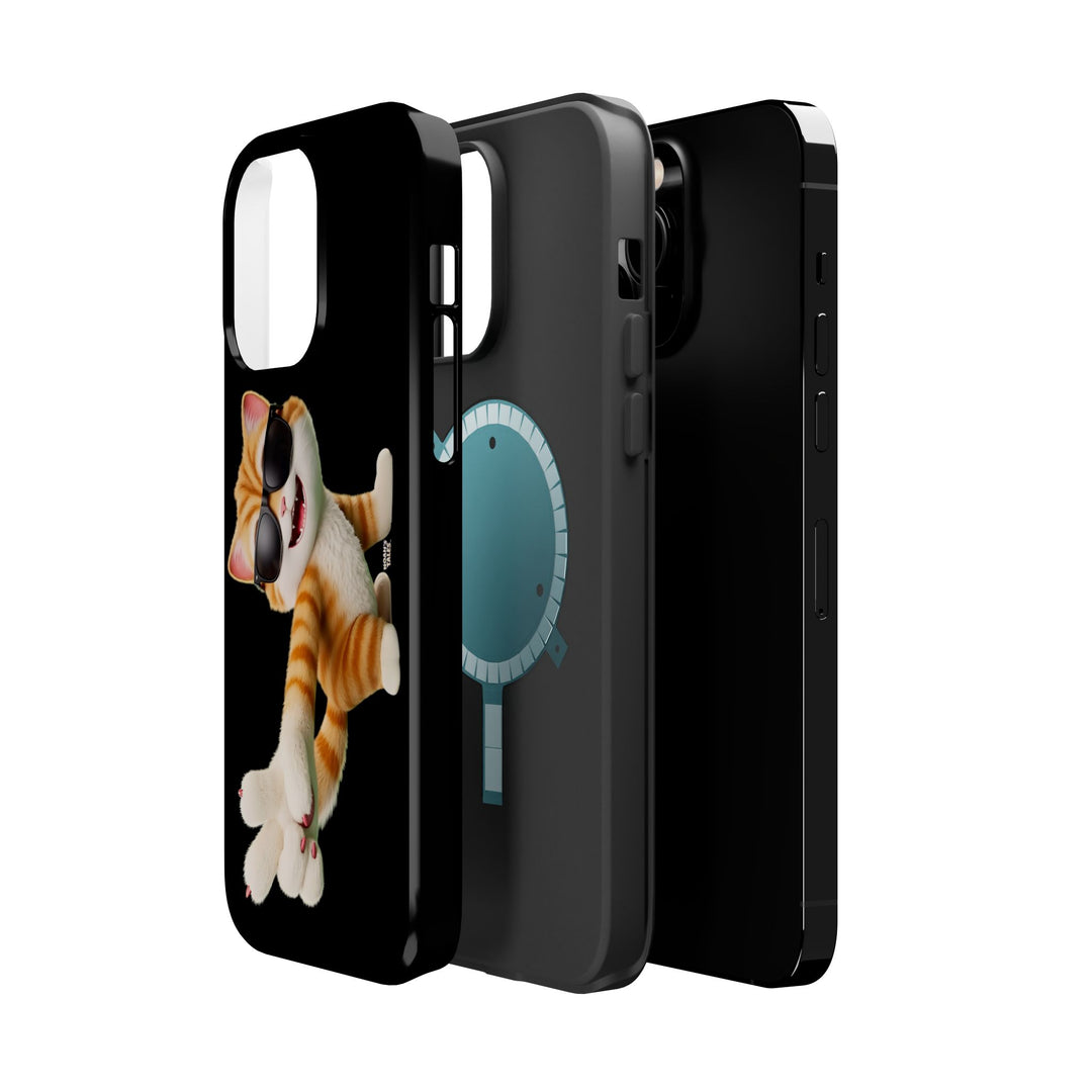 Noah’s Tales™ Tommy Magnetic Phone Case Funky Cat Phone Cover Stylish Mobile Protective Case Gift for Cat Lovers Trendy Phone Accessory