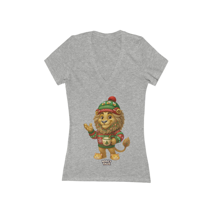 Noah’s Tales™ Christmas Leo Women's V-Neck Bella T-Shirt