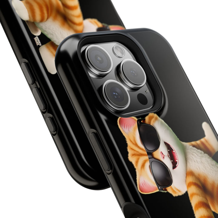 Noah’s Tales™ Tommy Magnetic Phone Case Funky Cat Phone Cover Stylish Mobile Protective Case Gift for Cat Lovers Trendy Phone Accessory