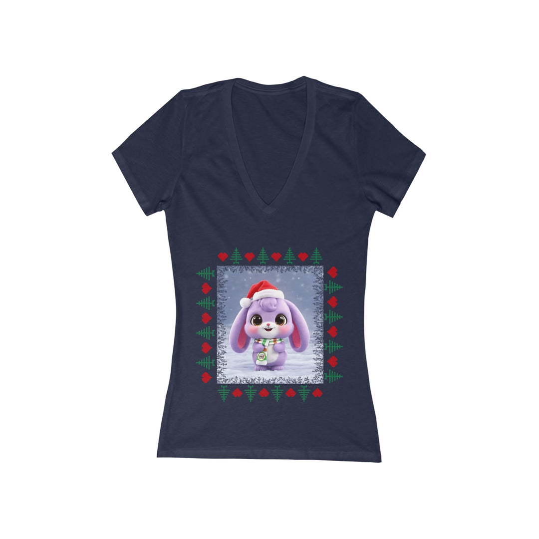 Noah’s Tales™ Lilac Christmas Women's V-Neck Bella T-Shirt