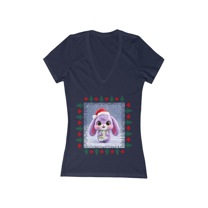 Noah’s Tales™ Lilac Christmas Women's V-Neck Bella T-Shirt