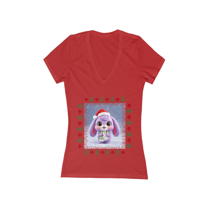 Noah’s Tales™ Lilac Christmas Women's V-Neck Bella T-Shirt