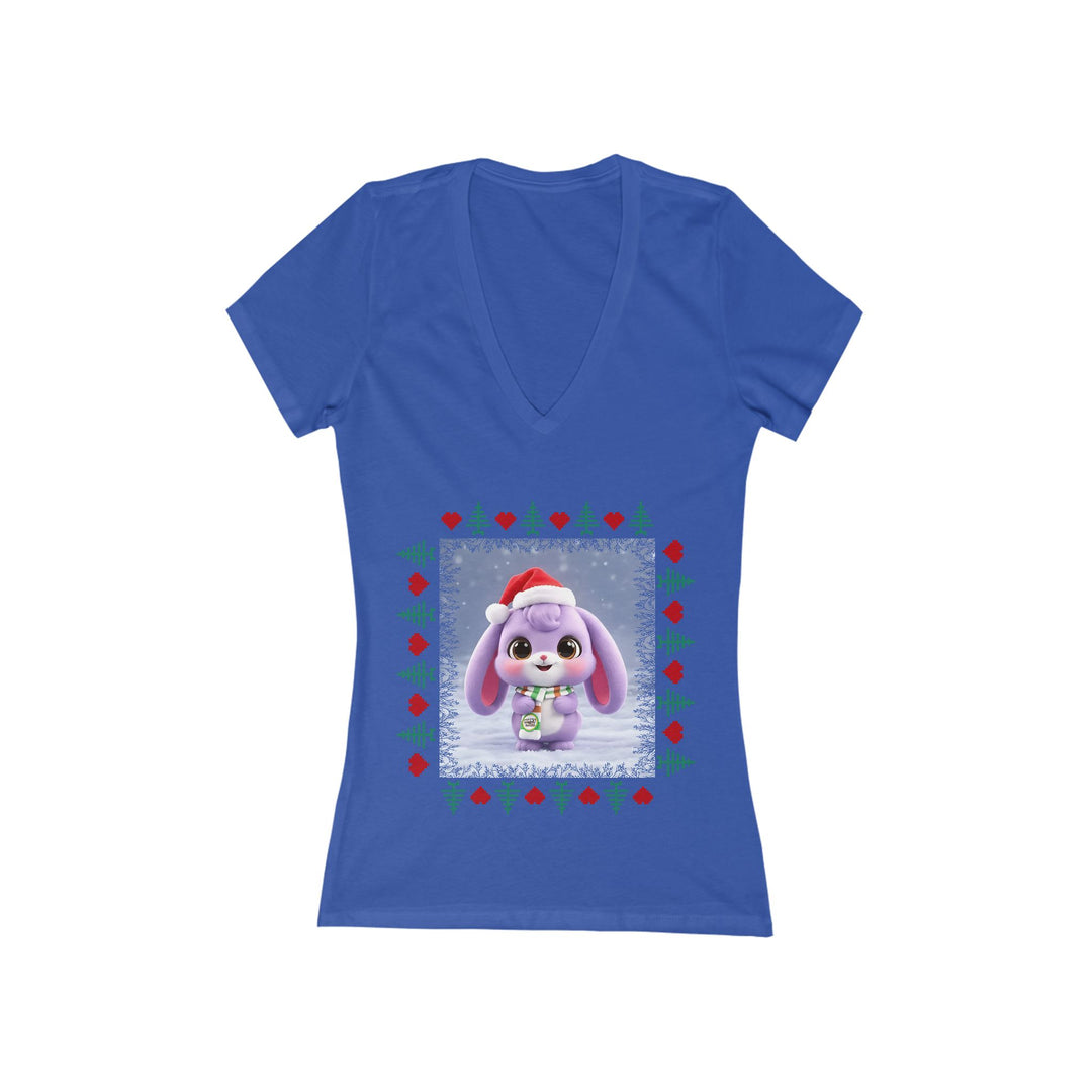Noah’s Tales™ Lilac Christmas Women's V-Neck Bella T-Shirt