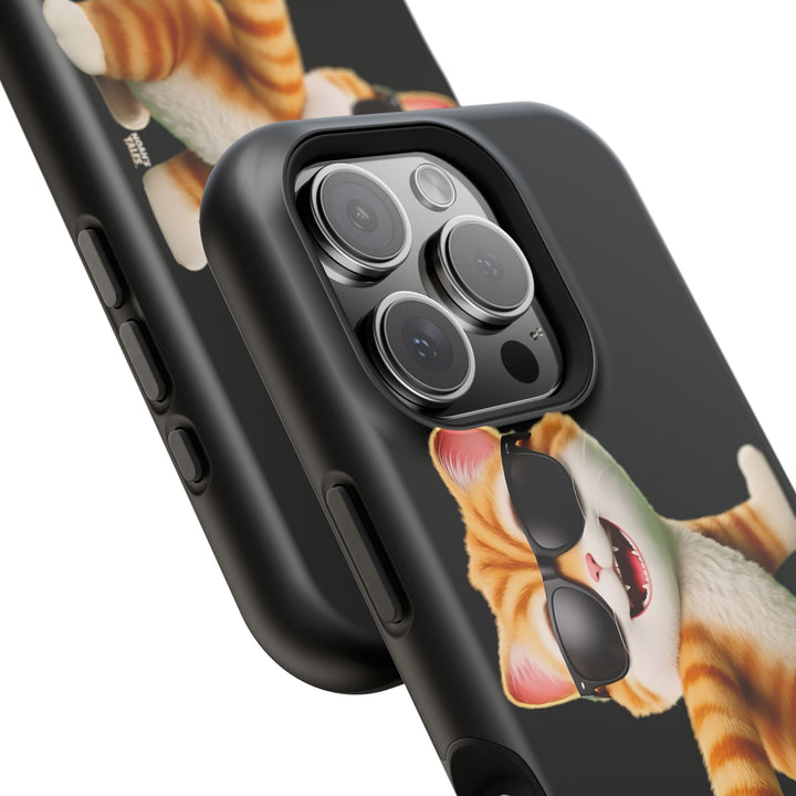 Noah’s Tales™ Tommy Magnetic Phone Case Funky Cat Phone Cover Stylish Mobile Protective Case Gift for Cat Lovers Trendy Phone Accessory